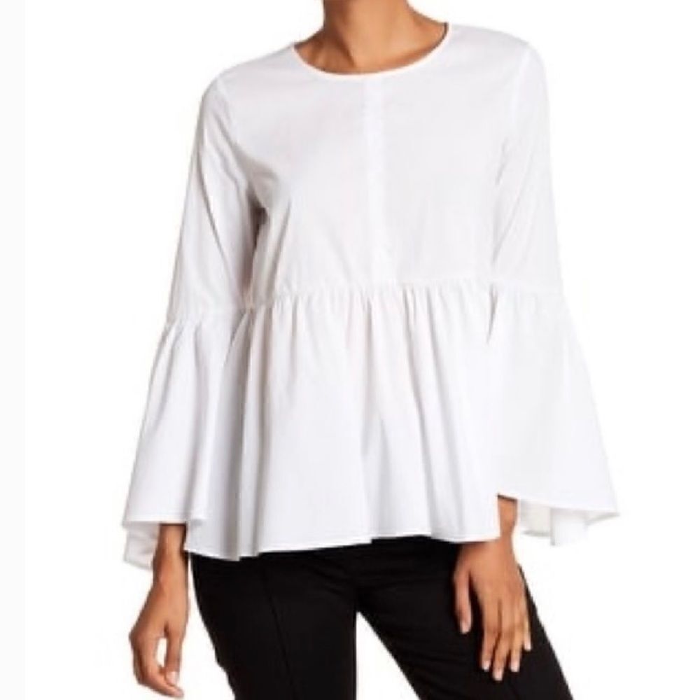 Harlow & Graham White Bell Sleeve Blouse